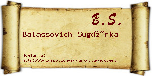 Balassovich Sugárka névjegykártya